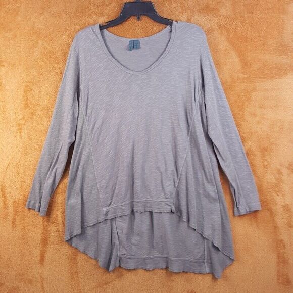 LEFT OF CENTER Womens Top Small Gray Pullover Hi Lo Oversized ANTHROPOLOGIE - Picture 1 of 7